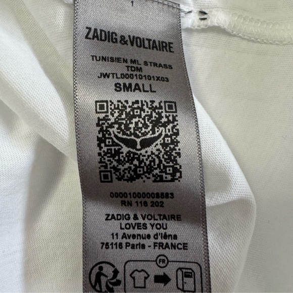 Zadig and Voltaire White long sleeve skull  Small - Picture 9 of 10